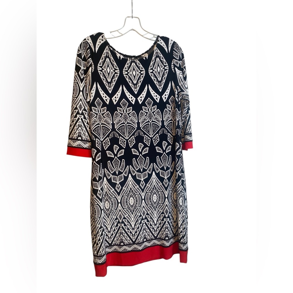 Tiana B Black, White and Red trimmed Dress Size 10